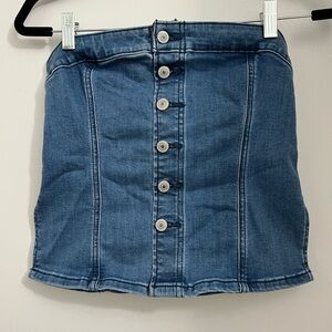 Denim Faux Button-Front Tube Top